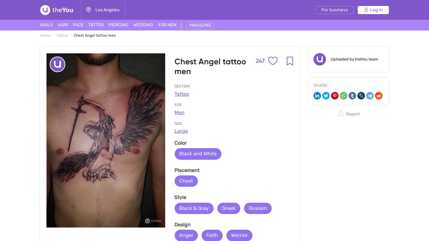 Chest Angel tattoo men at theYou.com